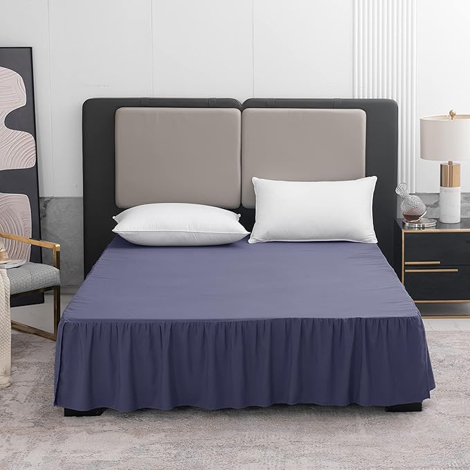 Navy Blue Bed Skirt King Size Ruffled Bed Skirt with Split Corners, King Bed Skirt 12 Inch Drop, King Size Bed Skirt Grey for Ruffled Bed Skirt with Split Corners, Bed Skirt King Size