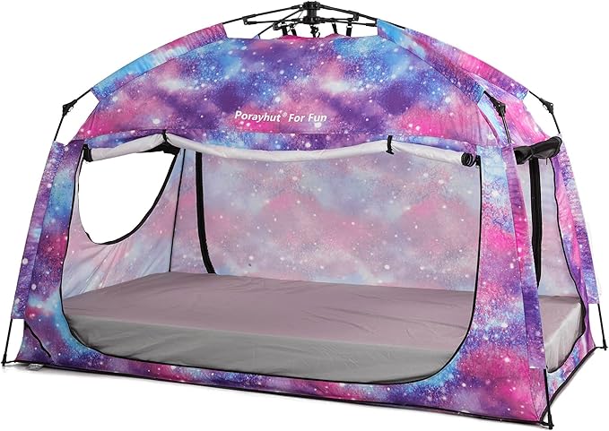 Indoor Instant Privacy Bed Tent for Sleeping,Quick Set-up Bed Canopies,Portable Bed Drapes with Large Space and 3 Doors (Galaxy, Twin)