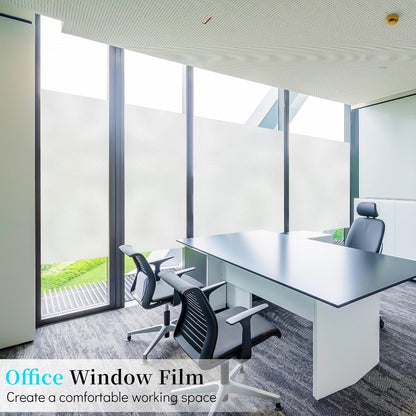 Niviy Etched Privacy Window Film Frosted Glass Static Cling Non Adhesive Window Frost Film for Home Office, White, 35.4 x 78.7 inch