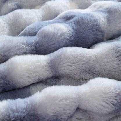 Tie-dye Blue Soft Comfy Throw Blanket for Couch Bedroom Faux Fur 50x60 Fluffy Blanket for Living Room Furry Bed Comforter Cozy Home Decor Gifts 860 GSM