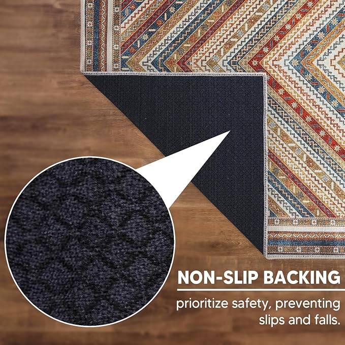 Keen Home Design 9x12 Rug - Machine Washable Area Rug with Non-Slip Backing, Ideal for Living Room, Dining Room, Bedroom - Vintage, Easy Clean, Durable, Low Pile Rug - (9' x 12')