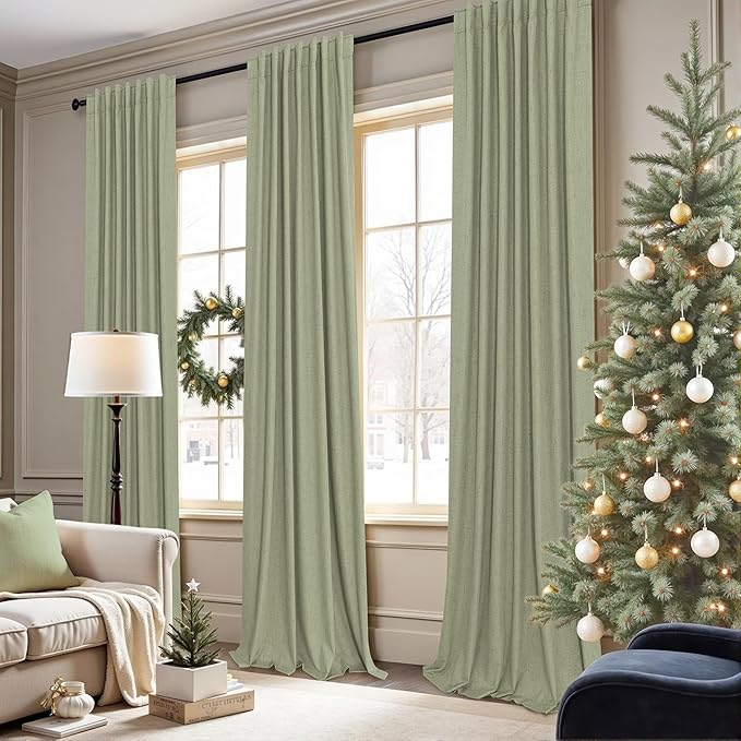 Nursery Blackout Curtains for Baby Girls Room Boys Bedroom Boho Cottagecore Cottage Core Home Decor Sage Green Curtains for Living Room 90 Inches Long 2 Panel Set Light Sage Pale Grey Green Gray Drape