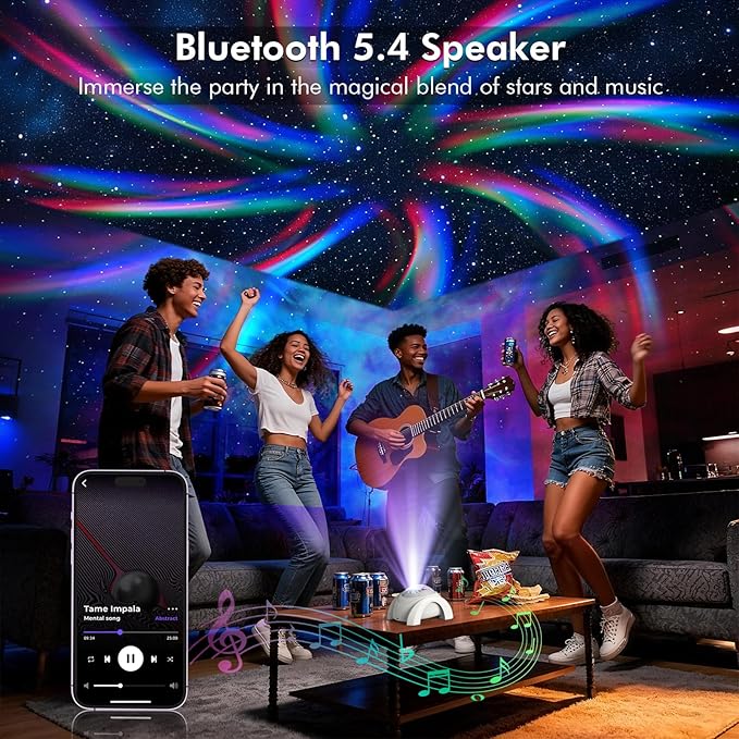 Rossetta Dual Galaxy Projector, Star Projector for Bedroom with Bluetooth Speaker & White Noise, Remote, Timer, Night Light for Kids Room Decor, Party, Birthday & Christmas Gifts for Adults Girls Boys