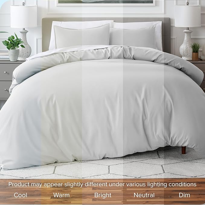 Bare Home Bedding Duvet Cover California King Size - Premium 1800 Super Soft Collection - Lightweight, Cooling - Soft Breathable Bedding Duvet Cover (Cal King, Cloud Grey)