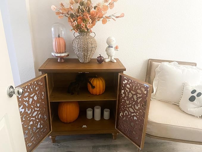 PHI VILLA Accent Cabinet with Doors - Credenza Small Buffet 2 Door Storage Cabinet