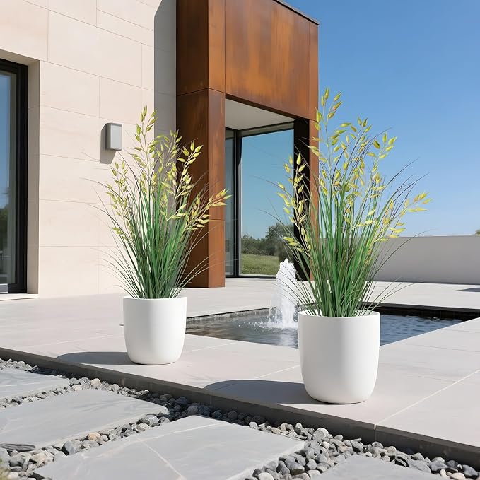 Silk Plants 2Pcs Tall Artificial Grass Plant Potted Artificial Greenery Floor Plants Faux Pampas Grass Tall in Pot Housewarming Gift House Garden Bathroom Lobby Outdoor Decoration (35In)