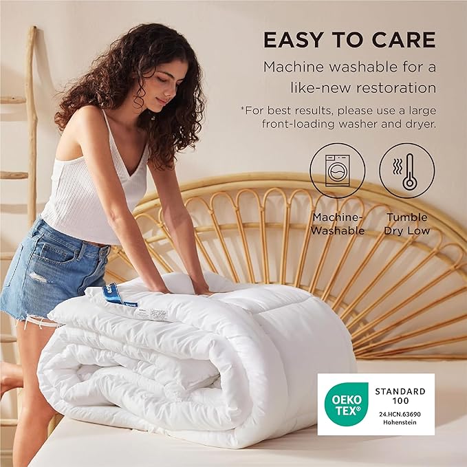 Bedsure Comforter Duvet Insert - Quilted Comforters Oversize Queen Size, All Season Duvet, GentleSoft Down Alternative Bedding, with 8 Tabs, Gifts for Women/Men, White, Oversize Queen 98 x 98 Inches
