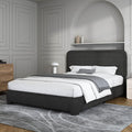 BarnFurin Full Size Bed Frame, Boucle Upholstered Platform Bed Frame with Headboard, Modern Style, Soft Rounded Corners, No Box Spring Required, Easy Assembly, Black
