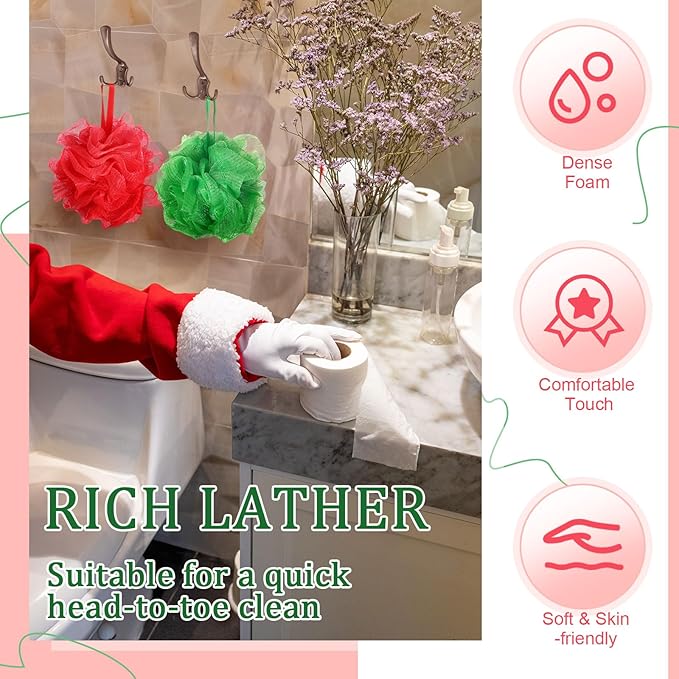 12 Pcs Thanksgiving Bath Loofah Sponge Orange Harvest Loofah Exfoliating Body Scrubber Shower Sponge 50g Mesh Shower Pouf Balls Gift Set for Women Men Bathing Accessories