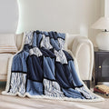Blanket for Women, Sherpa Throw Blanket for Couch, Flannel Cozy Soft Checkered Blanket for Bed - Fleece, Black-White, 60x80 Inches