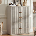 LEYAOYAO Fluted 5 Drawers Dresser Set of 2, 41" Tall Modern Chest of Drawers with Metal Handle, Curved Profile Dresser TV Stand, Wooden Drawer Organizer for Bedroom, Living Room, Hallway, Lightgrey