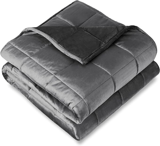 Bare Home Weighted Blanket Queen Size 17lb (60" x 80") for Adults - Minky Fleece - Premium Heavy Blanket Nontoxic Glass Beads (Grey, 60"x80")