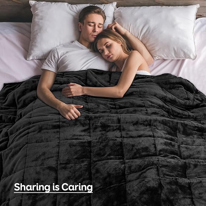 Sivio Sherpa Fleece Weighted Blanket for Adult, 15lbs Heavy Fuzzy Throw Blanket with Soft Plush Flannel, Reversible Twin-Size Super Soft Extra Warm Cozy Fluffy Blanket, 48x72 Inch Dual Sided Black
