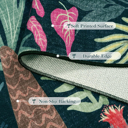 LIVEBOX 6x9 Jungle Dark Rug Dining Room Rugs for Under Table, Soft Modern Green Rugs for Living Room, Washable Kids Rug for Boy Bedroom, Non-Skid Kids Carpet Playmat for Play