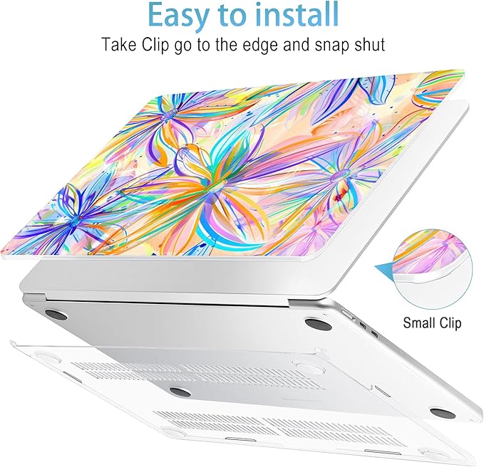 Mektron for 2025 M4 MacBook Air 13.6 Inch A3240 Case Fits 2023 A2681 M2 2024 A3113 M3 Chip with Liquid Retina Display, Printed Plastic Hard Shell Cover for MacBook Air 13.6", Watercolor FlowerC328