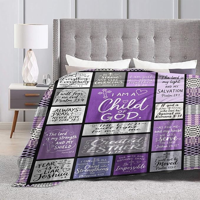 Christian Blanket Gift for Women, Inspirational Throw Blanket for Couch, Soft Lightweight Flannel Blanket, 50"x 60" Thoughts and Prayers Blankets for Bedroom Sofa Living Room Decoration
