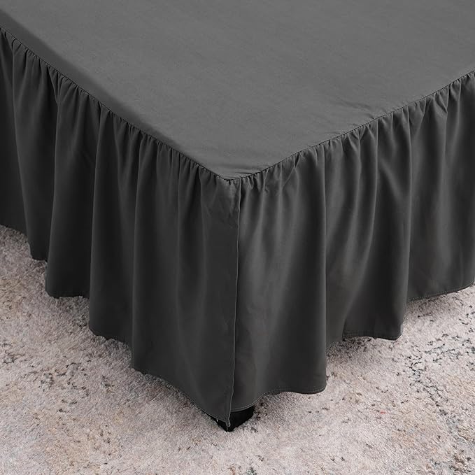 Black Bed Skirt King Size Ruffled Bed Skirt with Split Corners, King Bed Skirt 14 Inch Drop, King Size Bed Skirt Black for Ruffled Bed Skirt with Split Corners, Bed Skirt King Size