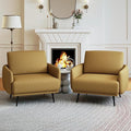 Oversized Accent Chair for Living Room Cozy Reading Chairs Mid-Century Modern Accent Chairs Armchair with Metal Legs Single Sofa Chair for Home Office (Set-of-2, Polyester Fabric- Pumpkin Orange)
