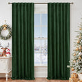 LAMIT Velvet Curtains 108 Inch for Living Room, Thermal Room Darkening Panels Noise Reducing Back Tab and Rod Pocket Christmas Drapes for Bedroom, Set of 2 Panels, Emerald Green, 52 x 108 Inch