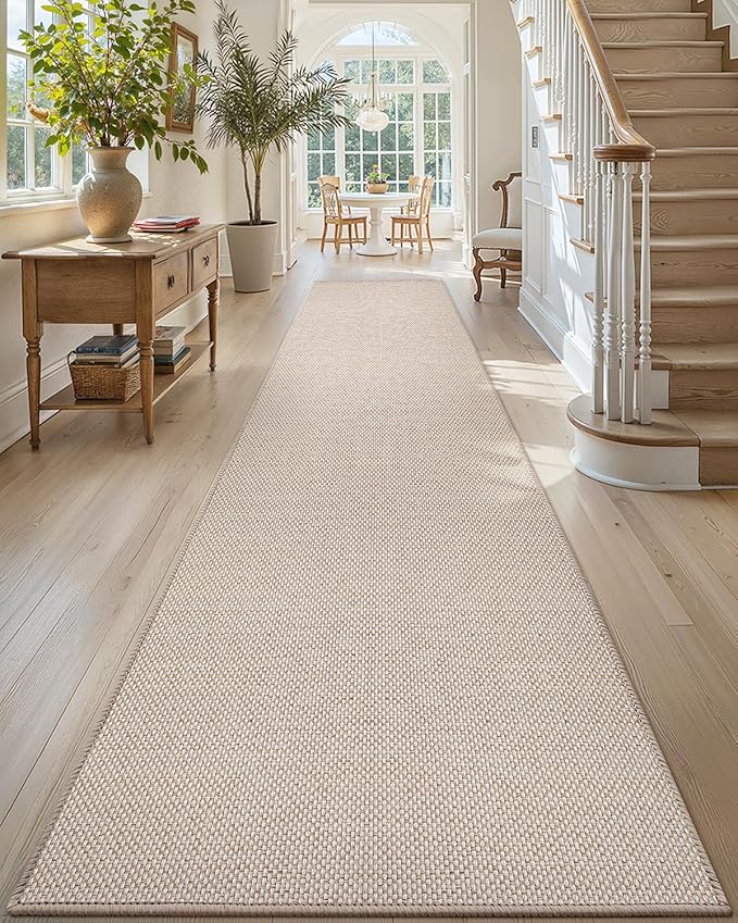 Color&Geometry Door Mat 3'x8' Runner Rug with Rubber Backing, Non Slip Washable Hallway Rug, Carpet Runners for Hallway Living Room Bedroom, Beige (Rolled-up NO Creases)