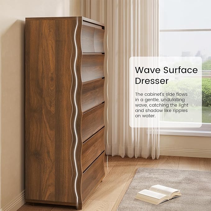 Tall Dresser for Bedroom, 52.8" Tall Dresser with 7 Drawers, Wood Dressers & Chests of Drawers, Accent Upright Drawer Organizers for Closet, Hallway