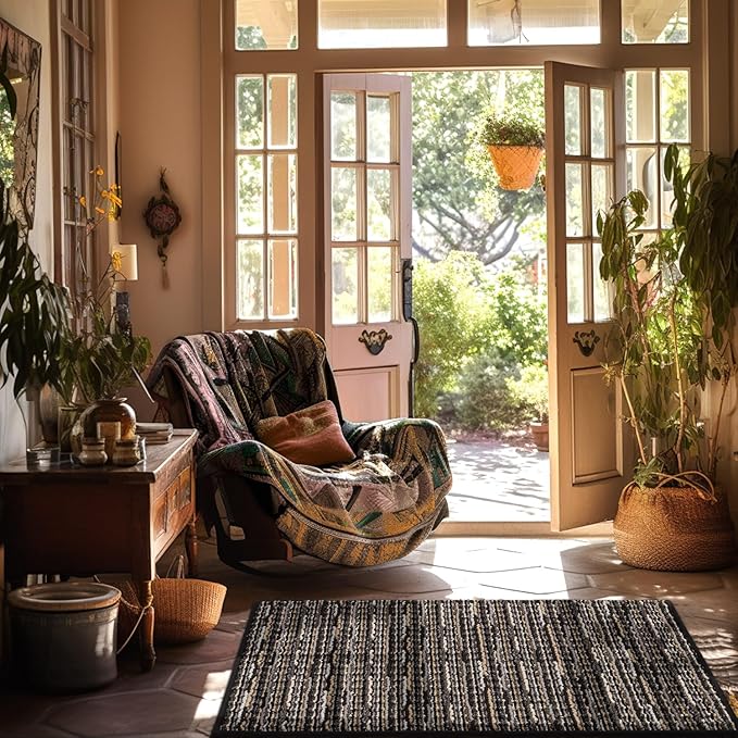 hicorfe Indoor Doormat,Front Back Door Mat Rubber Backing Non Slip Door Mats 24"x35" Absorbent Resist Dirt Entrance Doormat Inside Floor Mats for Entryway Washable Low-Profile