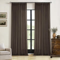 Dark Chocolate Pinch Pleated Linen Curtains 2 Panels for Living Room Bedroom Memory Training Shaped Semi Sheer Pleat Drapes with Hooks Rings Light Filtering Window Curtain 40x108