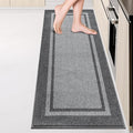 Kitchen Rugs 24" x 84", Non-Slip Machine Washable Kitchen Runner Rugs Floor Mats, Absorbent Comfort Standing Mats for Kitchen, Sink, Laundry and Hallway, Rolled Packaging, Light Grey & Dark Grey