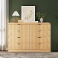 FURSUN Fluted 8 Drawers Dresser for Bedroom, 55" Wide Wooden Dresser with Metal Handle, Curved Profile Design, Modern Storage Organizer for Bedroom, Living Room, Hallway, Natural Oak