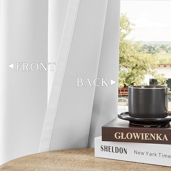 ChrisDowa 100% Blackout Pure White Solid Curtains 120 Inches Long 2 Panels for Bedroom Living Room,Farmhouse Room Darkening Thermal Insulated Soundproof Grommet Top Window Treatment Drapes,52x120