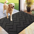 hicorfe Front Door Mat Outside Entrance,24"x35" Absorbent Muddy Dirt Resist Welcome Door Mats Outdoor Indoor,Stain and Fade Resistant,Non Slip Backing Entry Mat Doormat for Entryway (Charcoal)
