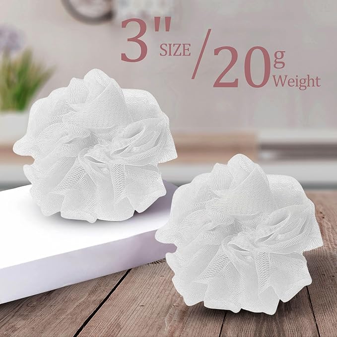 24 White Bath or Shower Sponge Loofahs Pouf Mesh Wholesale Bulk Lot