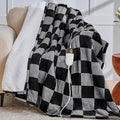 Heated Electric Blanketc Throw, 50X60 Heating Blanket with 10 Heat Level & 8 Hours Auto Off for Lap, Black Gray Checkered Plaid Soft Sherpa Blankets Warmer Gifts for Couch Grandma Women Adults