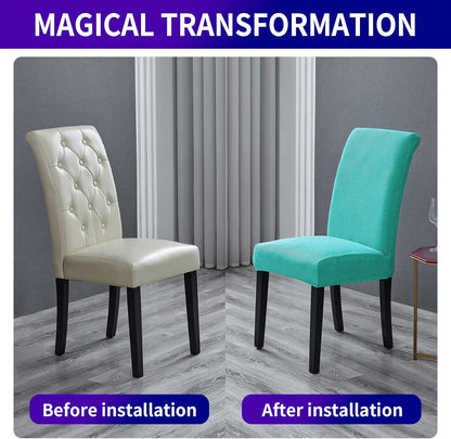 Howhic Stretch Chair Covers for Dining Room Set of 6, Removable Washable Dining Room Chair Covers, Dining Chair Slipcovers Seat Protector, Great for Home and Banquet Decoration (Turquoise, 6 Pack)
