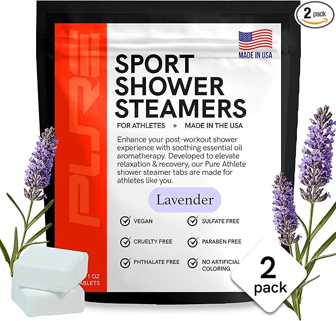 Sport Shower Steamers - Made in USA with Natural Lavender Essential Oil, Aromatherapy, Stress and Sinus Relief, Muscle Recovery for Athletes, Best Christmas Stocking Stuffers for Runners