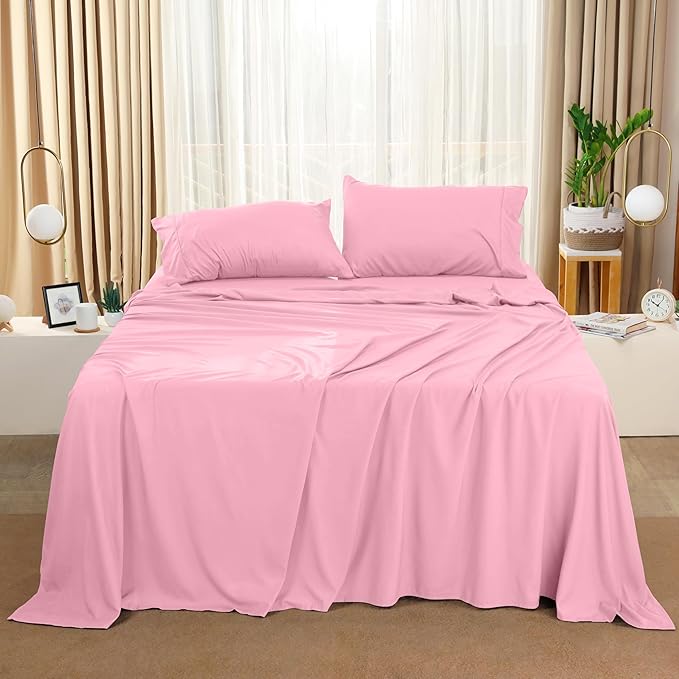 Utopia Bedding Full Bed Sheets Set - 4 Piece Bedding - Brushed Microfiber - Shrinkage and Fade Resistant - Easy Care (Full, Pink)