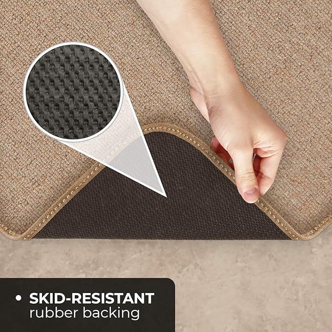 House, Home and More Skid-Resistant Carpet Indoor Area Rug Floor Mat - Pebble Beige - 5 Ft X 5 Ft - Non Slip Rubber Backing, Stain Resistant, Dog Friendly, Living Room Bedroom Kitchen Entryway