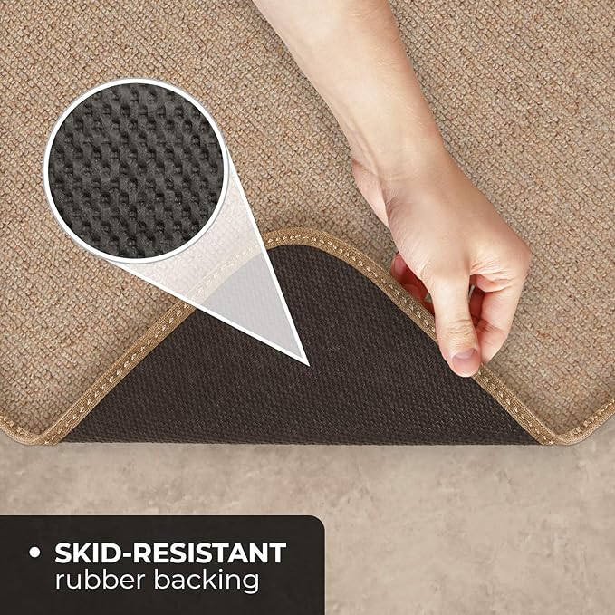 House, Home and More Skid-Resistant Carpet Indoor Area Rug Floor Mat - Pebble Beige - 8 Ft X 12 Ft - Non Slip Rubber Backing, Stain Resistant, Dog Friendly, Living Room Bedroom Kitchen Entryway