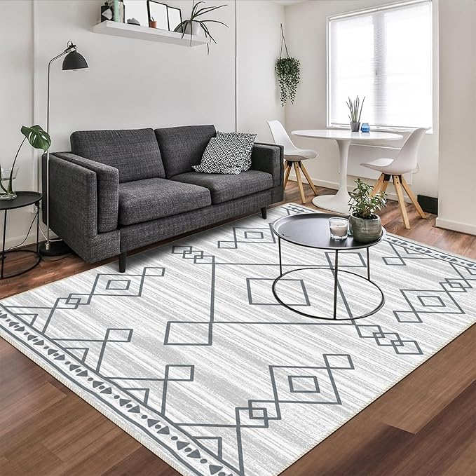 3x5 Rug, Small Area Rug for Living Room, Bedroom, Kitchen, Machine Washable Non-Slip Throw Rug, Low Pile Carpet Western Rug for Entryway Nursery Coffee Table, Checkered