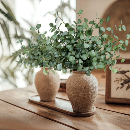 8Pcs Faux Eucalyptus Stems, 27" Artificial Eucalyptus Plants with White Frosted Coating, Fake Eucalyptus Decor Silk Greenery Leaves for Wedding Bouquets Home Decor DIY Floral Arrangements