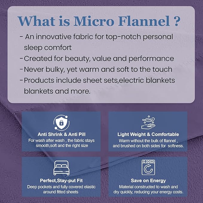 Thermee Micro Flannel King Size Blankets, Lightweight All Seasons Cozy Blanket, Throw Blankets for Home and Living Room, Comfy & Soft Blanket for Couch, Machine Wash, No Pilling - Purple