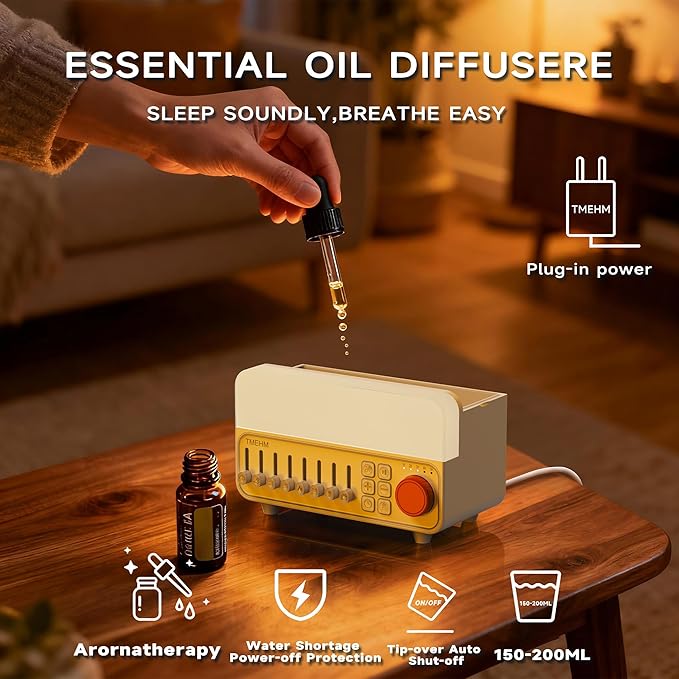 2026 4-in-1 Aroma Essential Oil Diffuser with Bluetooth Speaker Function, Humidifier, 12 Colors Night Light with 8 Nature Sounds, White Noise & Timer for Bedroom, Baby, Adults, and Kids (White)