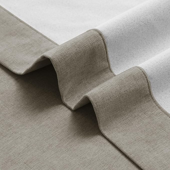 Macochico Full Blackout Curtains 84 Inches Long Insulated Noise Reducing Chenille Curtains for Living Room Bedroom Nursery Auditorium Light Taupe Curtains with Tieback Grommet 72" Wx84 L 1 Panel