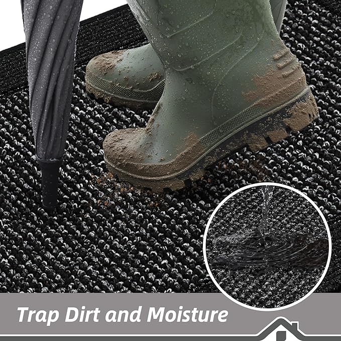 BEQHAUSE Indoor Door Mat 32" x 48", Dirt Trapper Door Mats Non-Slip Entryway Rugs Washable, Resist Dirt Absorbent Welcome Mat, Low Profile Floor Mats for Front Back Door and Entryway, Black