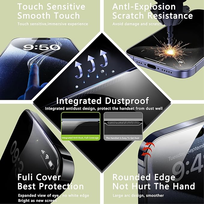 (2-Pack Anti Blue Light Matte Screen Protector for iPhone 16e/13/13 Pro/14 (6.1-Inch),9H Tempered Glass,Anti-Glare,Full Coverage,Anti-Fingerprint,Auto Dust Removal,Bubble-Free