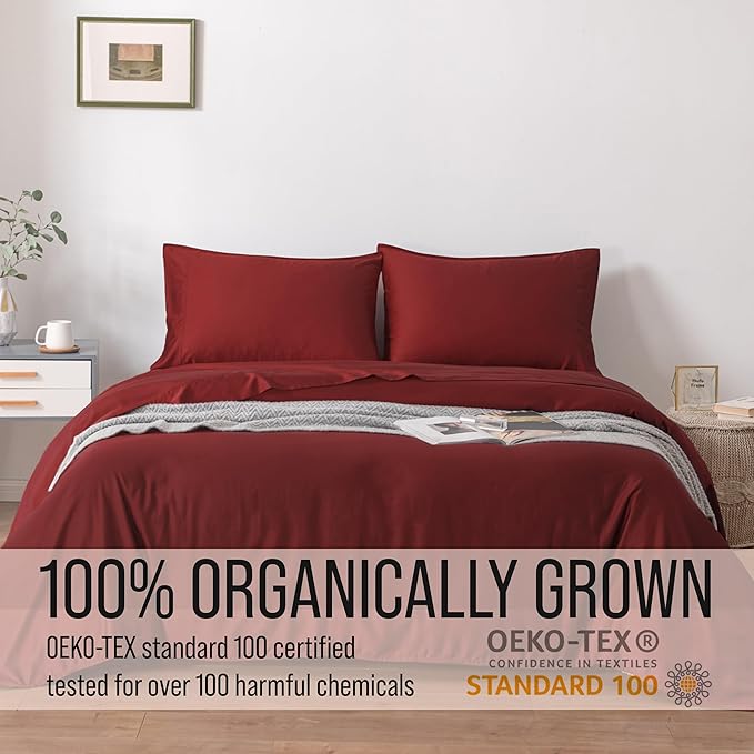 Bella Coterie Luxury Bamboo Viscose Twin XL Size Sheet Set | 100% Organically Grown | Ultra Soft | Cooling for Hot Sleepers | 18" Deep Pocket [Merlot]