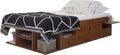 memomad Bali Storage Platform Bed with Drawers (Twin Size, Caramel Brown Wood)