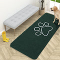 OLANLY Dog Door Mat for Muddy Paws 59x24, Paw Print Design, Absorbs Moisture and Dirt, Absorbent Non-Slip Washable Doormat, Quick Dry Chenille Mud Mat, Entry Indoor Entryway Carpet, Blackish Green