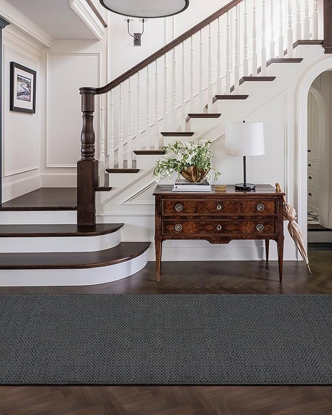 Color&Geometry Door Mat 3'x8' Runner Rug with Rubber Backing, Non Slip Washable Hallway Runner Rugs Kitchen Runner Rug, Carpet Runners for Hallway Living Room Bedroom, Grey (Rolled-up NO Creases)