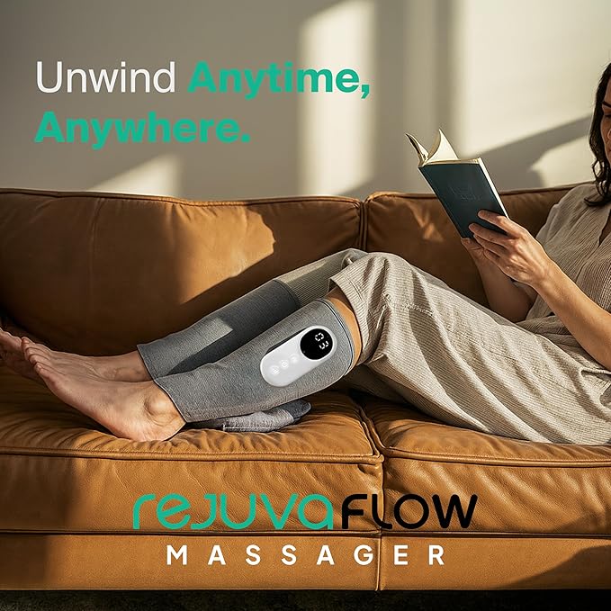RejuvaFlow 3-in1 Leg Massager - The Official - Triple Method Calf Massager - Adjustable Calf Massager for Everyday Comfort & Relaxation - Dual Pack